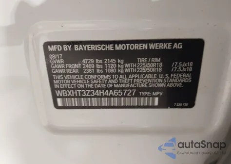 2017 BMW X1 xDrive28I из США, поврежденный, VIN WBXHT3Z34H4A65727